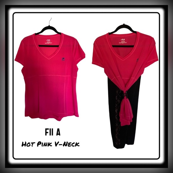 FILA hot pink workout shirt. size XL. Stretchy and lightweight! - Picture 1 of 6